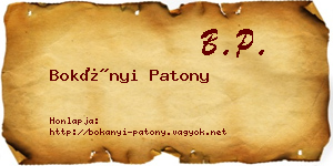 Bokányi Patony névjegykártya